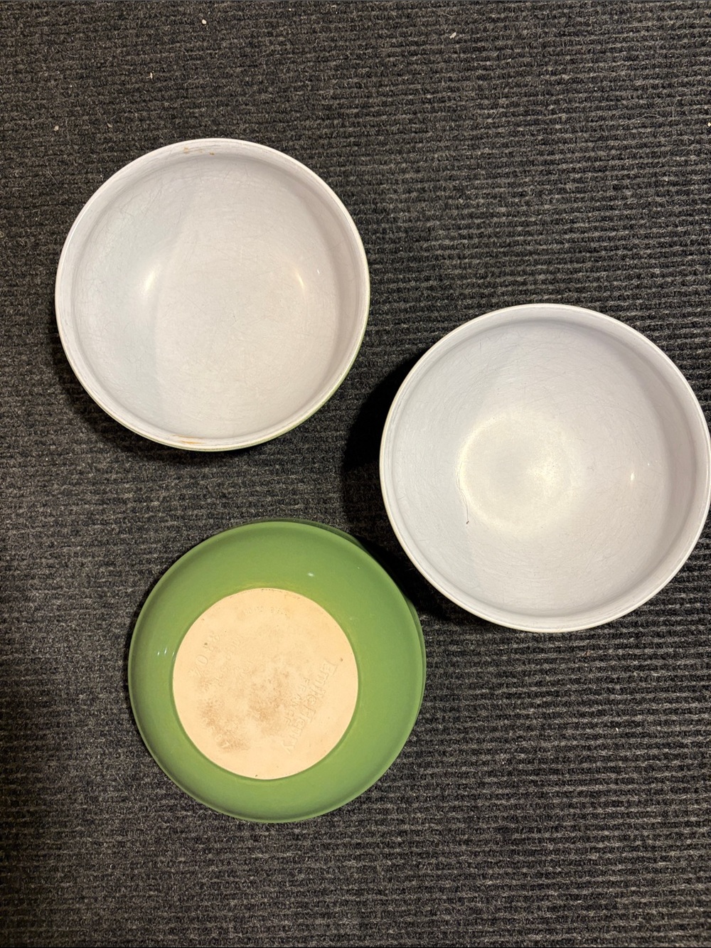 3-Piece Green and White Stoneware Soup Bowl Set